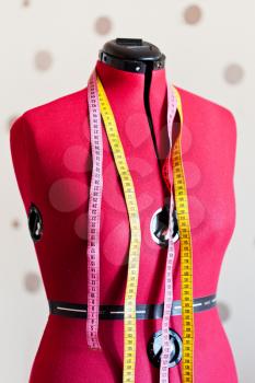 tailors dummy bust with two measure tapes