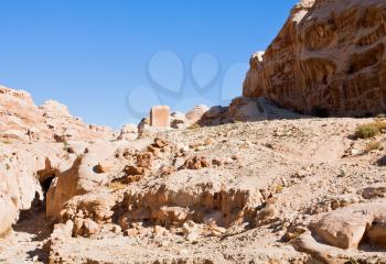 dry riverbed of Wadi Musa in Siq, Petra, Jordan