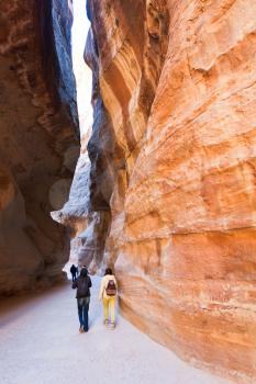 al-Siq - narrow passage to ancient city Petra, Jordan