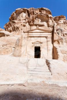 ancient tomb near the entrance in Little Petra, Jordan