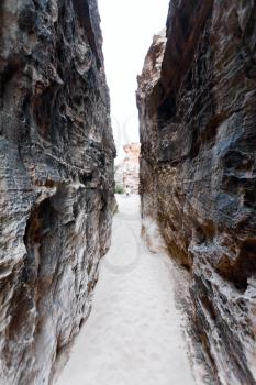 small siq (crack in the rock) the entrance to Al Beidha  - Little Petra, Jordan