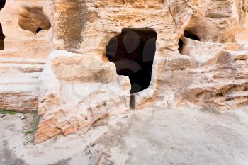 living ancient cavern  in Little Petra, Jordan