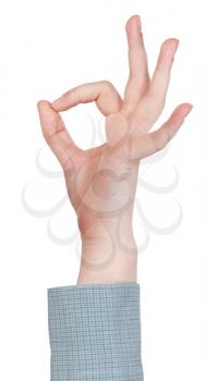 okay sign - hand gesture isolated on white background