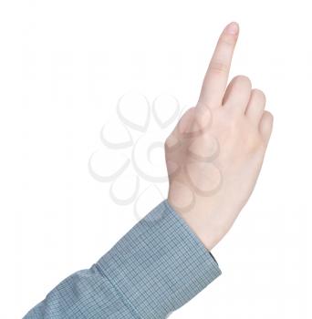 forefinger presses - hand gesture isolated on white background
