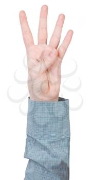 counting four - hand gesture isolated on white background