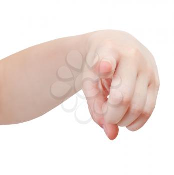 front view of pointing index finger - hand gesture isolated on white background