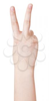 account two - hand gesture isolated on white background