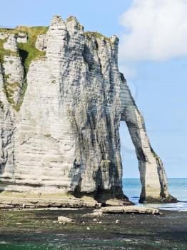cape with arch on english channel beach of etretat cote d'albatre, France