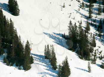 downhill ski slopes in Saalbach Hinterglemm region, Austria