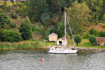 small swedish village on sea near Stockholm city