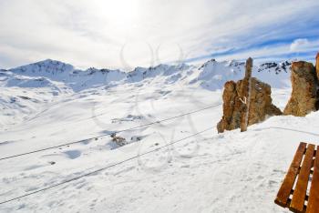 slopes outside the ski area in Paradiski region, Val d'Isere - Tignes , France