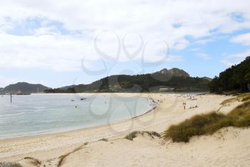 sand beach on Cies Islands (illas cies) - Galicia National Park in Atlantic Ocean, Spain