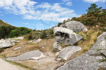 old boulders on Cies Islands (illas cies) - Galicia National Park in Atlantic Ocean, Spain