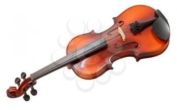 traditional wooden fiddle isolated on white background