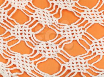 vintage knitting craftsmanship - detail of lace valance embroidered by crochet