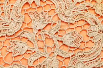 vintage knitting craftsmanship - detail of dutch lace embroidered by needle