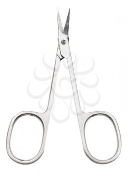 open cuticle scissors isolated on white background
