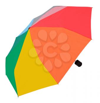 open multicolored umbrella isolated on white background