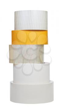 stack of adhesive tape rolls isolated on white background