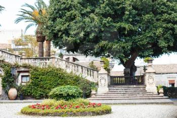 steps and garden in Villa Cerami - Law School of Catania University on Via Crociferi, Sicily, Italy