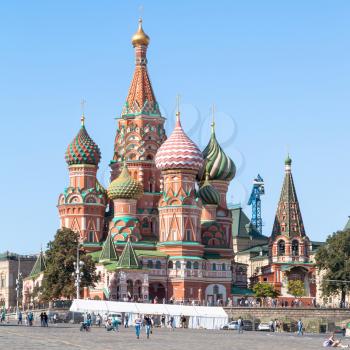 Moscow cityscape - Saint Basil Cathedral in Moscow Kremlin in summer afternoon