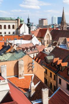 travel to Bratislava city - above view of houses in old city of Bratislava