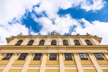 travel to Vienna city - facade of Schloss Schonbrunn palace and sky, Vienna, Austria