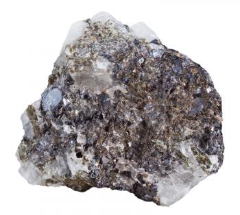 macro shooting of specimen natural rock - Sphalerite (zinc blende) mineral stone isolated on white background