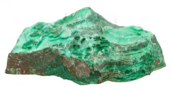 macro shooting of collection natural rock - green Malachite ornamental stone isolated on white background