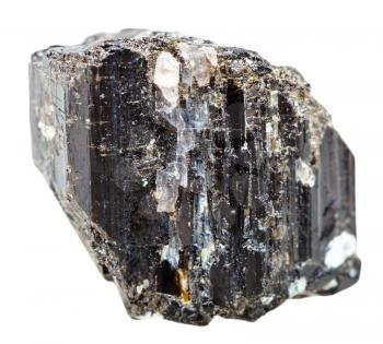 macro shooting of natural mineral stone - Schorl (black Tourmaline) crystal isolated on white background
