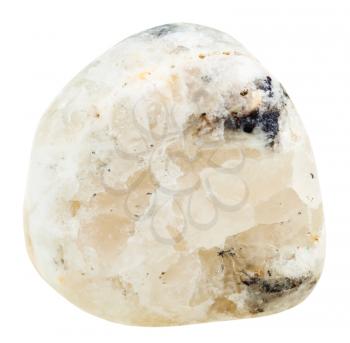 macro shooting of natural mineral stone - tumbled Baryte (barite) gemstone isolated on white background