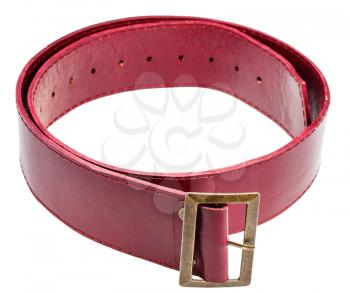 red belt with brass buckle isolated on white background