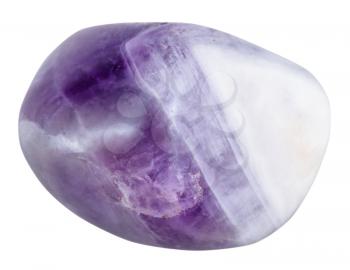 macro shooting of natural mineral stone - polished amethyst gemstone from Namibia isolated on white background