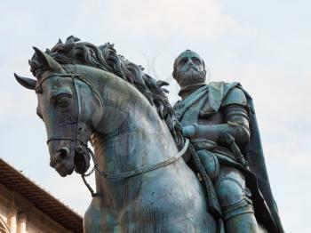 travel to Italy - Equestrian Monument of Cosimo I close up in Florence city