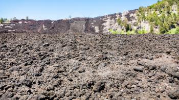travel to Italy - petrified lava flow on slope of Etna volcano in Sicily