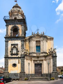 travel to Italy - facade of Saint Antonio church (Chiesa di Sant Antonio Abate) in Castiglione di Sicilia town in Sicily