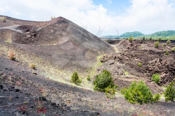 travel to Italy - volcanic landscape with old craters of Etna mount in Sicily