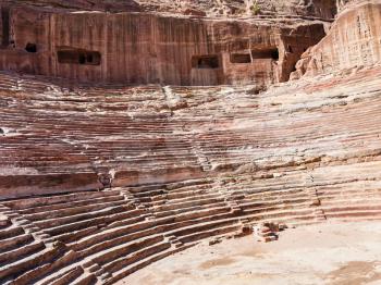 Travel to Middle East country Kingdom of Jordan - ancient nabataean Theater in Petra town