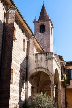 travel to Italy - view of Chiesa di San Lorenzo (Santo Lorenzo Church) in Verona city in spring