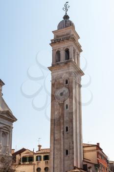 travel to Italy - bell tower of San Giorgio dei Greci in Venice city in spring