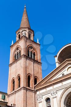 travel to Italy - bell tower of Basilica of Sant'Andrea in Mantua city in spring