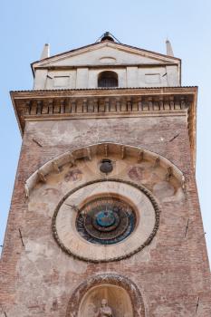travel to Italy - torre dell'orologio (clock Tower) of palazzo della ragione in Mantua city in spring