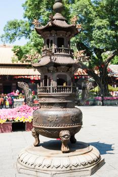 GUANGZHOU, CHINA - APRIL 1, 2017: altar in court of Guangxiao Temple (Bright Obedience, Bright Filial Piety Temple). This is is one of the oldest Buddhist temples in Guangzhou city