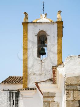 Travel to Algarve Portugal - bell tower of Church of Santiago (Igreja matriz de Santiago) in Tavira city