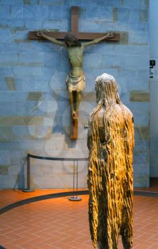 FLORENCE, ITALY - NOVEMBER 4, 2016: room with Donatello works in Museo dell Opera del Duomo (Museum of Works of Cathedral). Museum containing the original works of art created for Florence Duomo