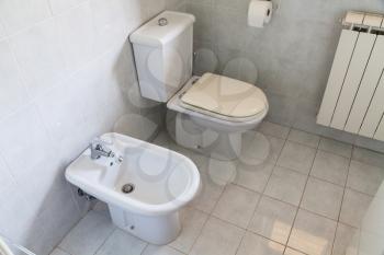 interior of typical white modern toilet room