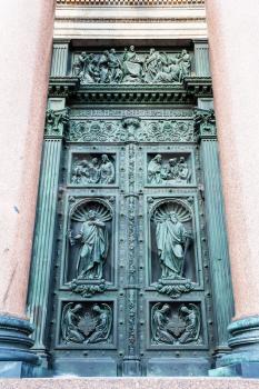 outdoor southern doors of Saint Isaac's Cathedral (Isaakievskiy Sobor) in Saint Petersburg city