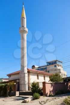 travel to Crimea - urban Yuhara-Jami mosque on Upper Street on Castle hill in Alushta city in sunny day