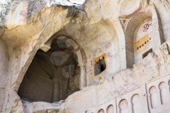 Travel to Turkey - ancient Dark Church (Karanlik Kilise) near Goreme town in Cappadocia