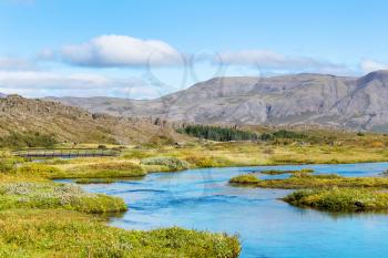travel to Iceland - Oxara river in Thingvellir national park in autumn